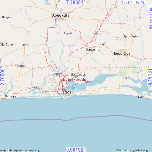 Ebute Ikorodu on map
