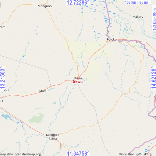 Dikwa on map