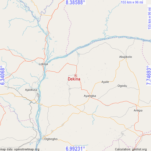 Dekina on map