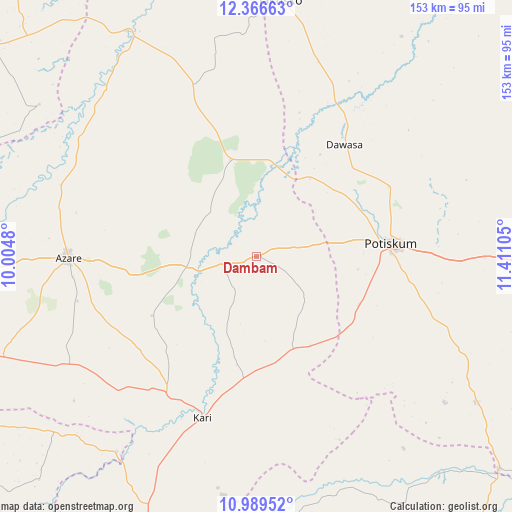 Dambam on map