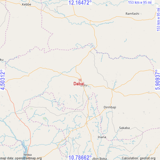 Dabai on map