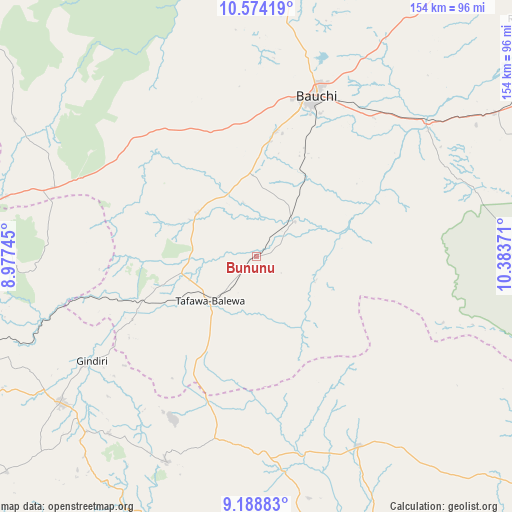 Bununu on map