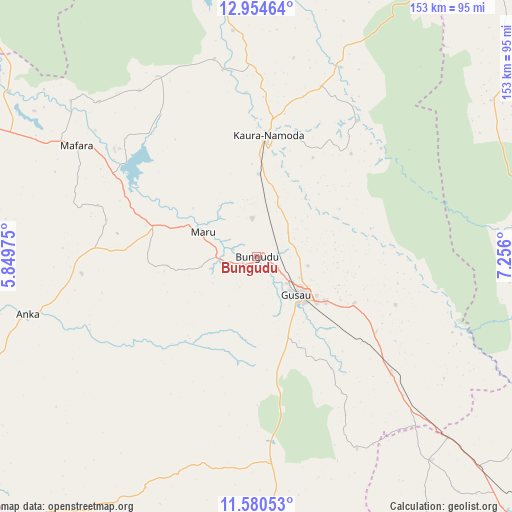 Bungudu on map