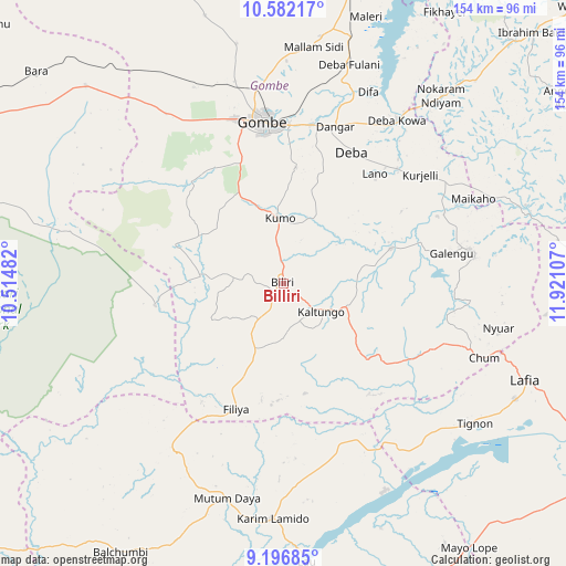 Billiri on map