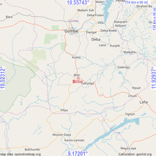 Billiri on map