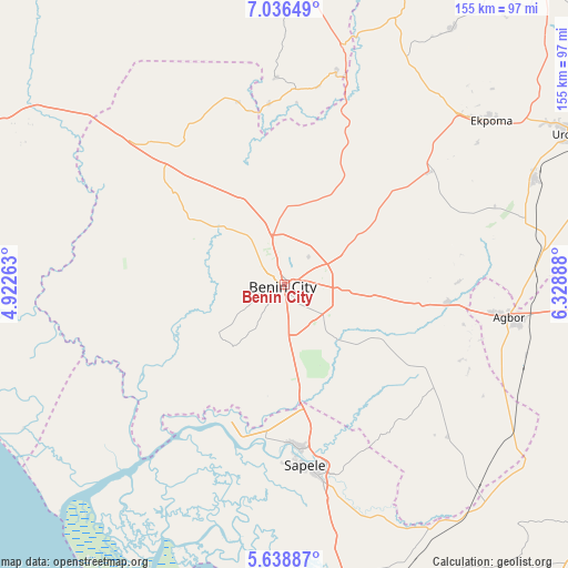 Benin City on map