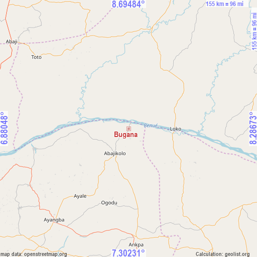 Bugana on map