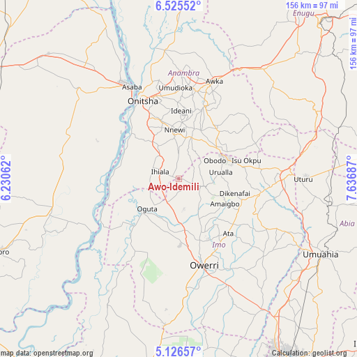 Awo-Idemili on map