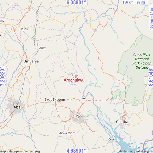 Arochukwu on map