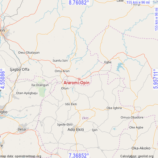 Araromi-Opin on map