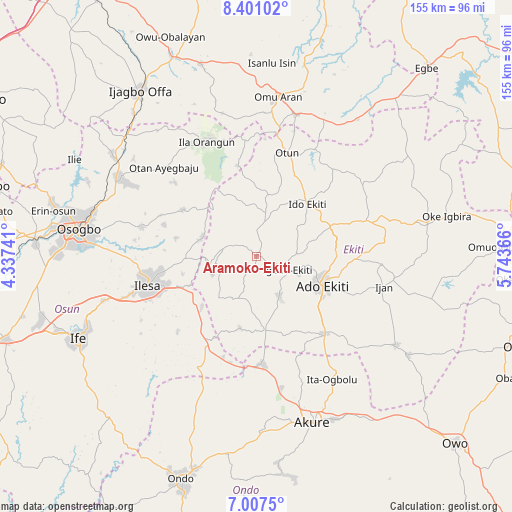 Aramoko-Ekiti on map