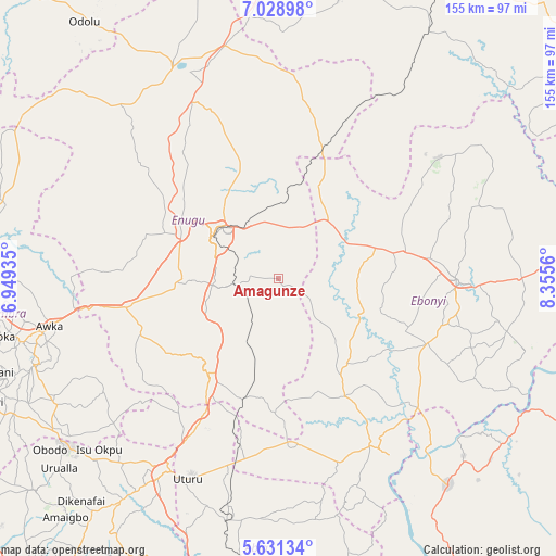 Amagunze on map