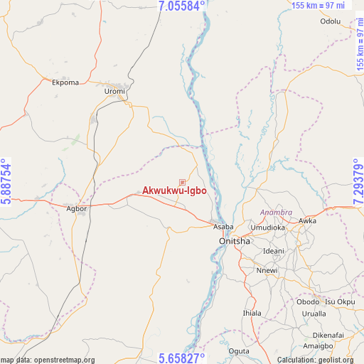 Akwukwu-Igbo on map
