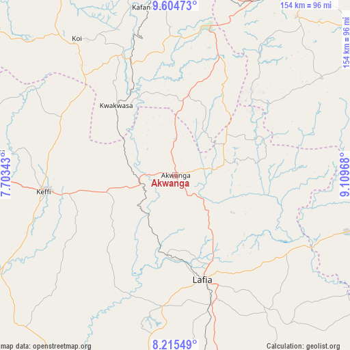 Akwanga on map