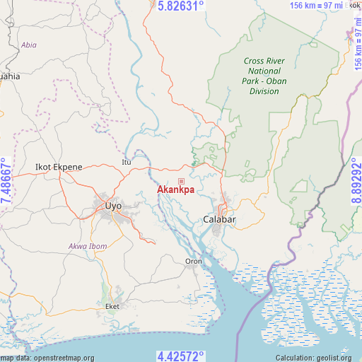 Akankpa on map