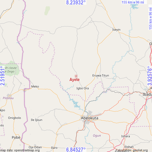 Ayete on map