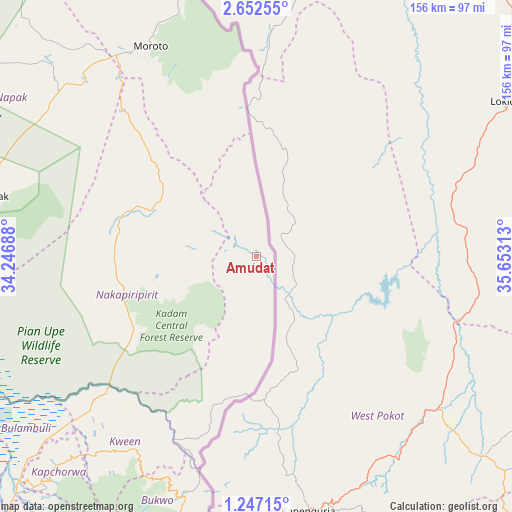 Amudat on map