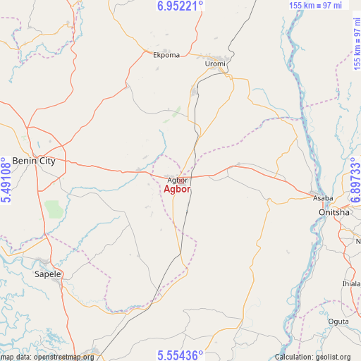 Agbor on map