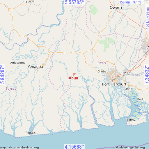 Abua on map