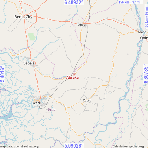 Abraka on map