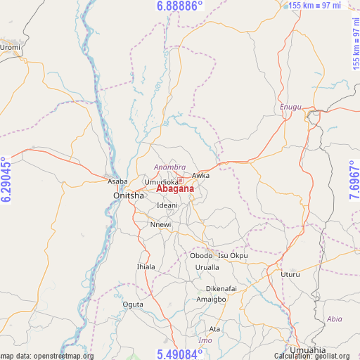Abagana on map