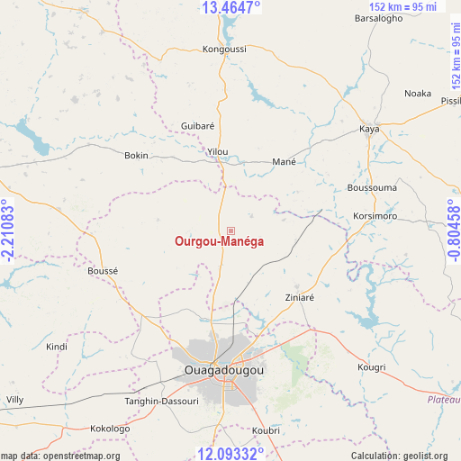 Ourgou-Manéga on map