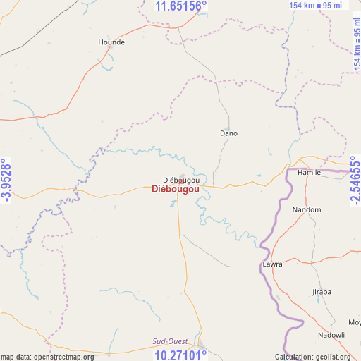 Diébougou on map