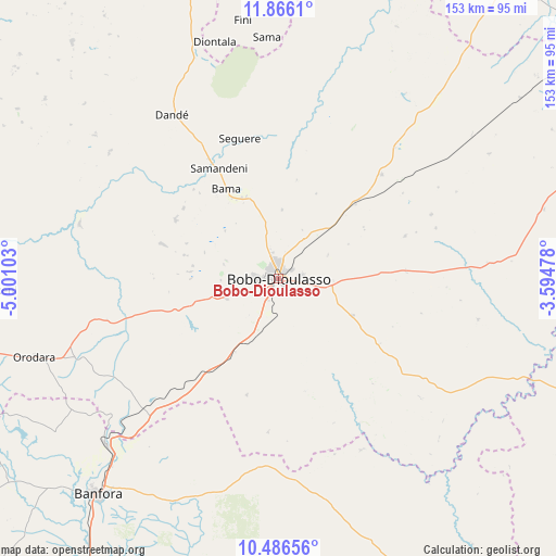 Bobo-Dioulasso on map