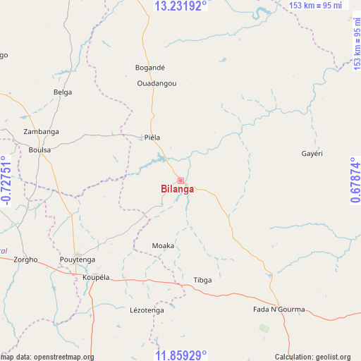 Bilanga on map