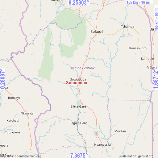 Sotouboua on map