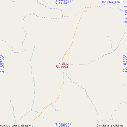 Ouadda on map