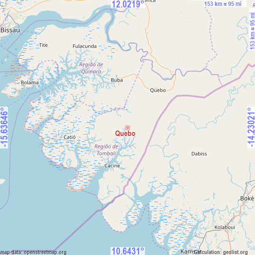 Quebo on map