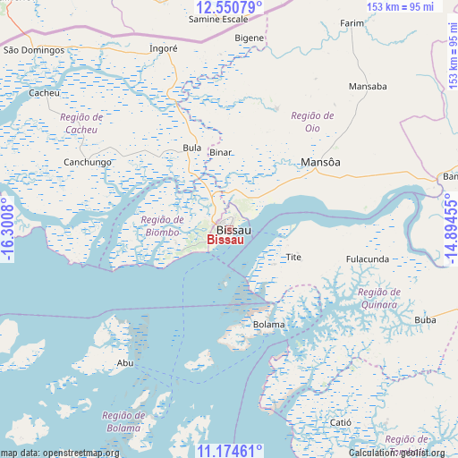 Bissau on map