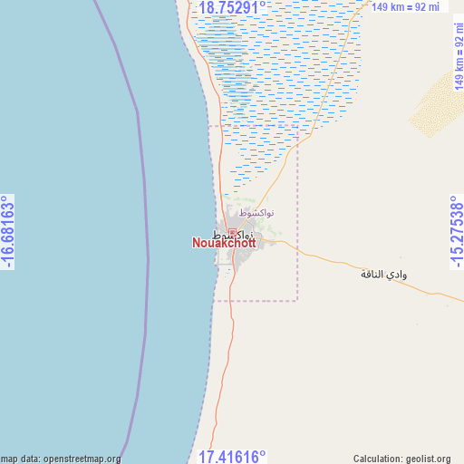 Nouakchott on map