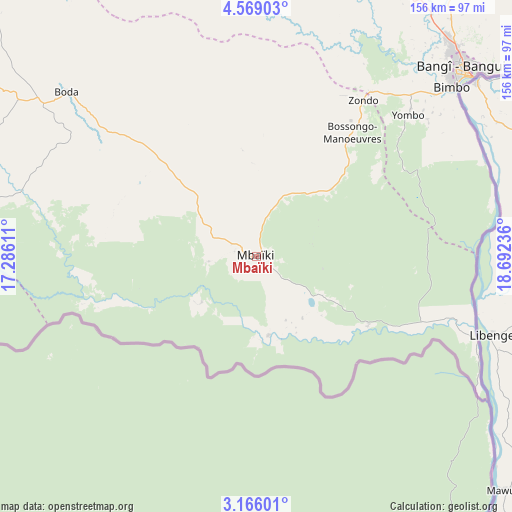 Mbaïki on map