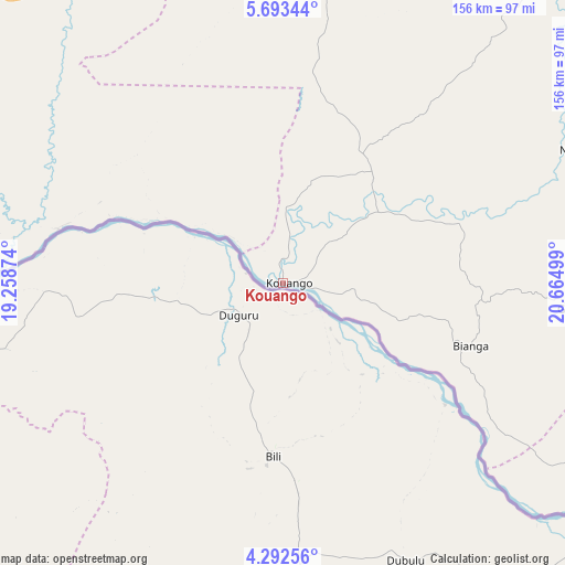 Kouango on map