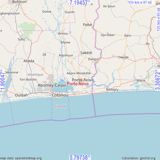 Porto-Novo on map