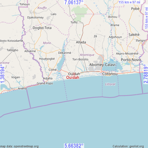 Ouidah on map