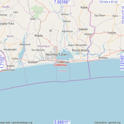 Cotonou on map