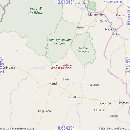 Angara-Débou on map