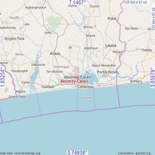 Abomey-Calavi on map