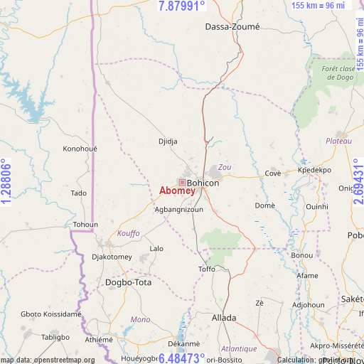Abomey on map