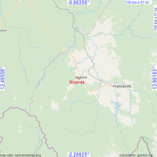 Moanda on map