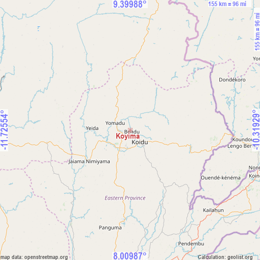 Koyima on map