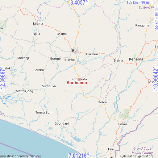 Koribundu on map