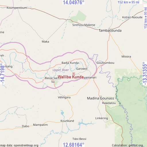 Walliba Kunda on map