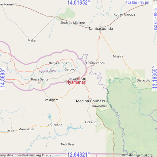 Nyamanari on map