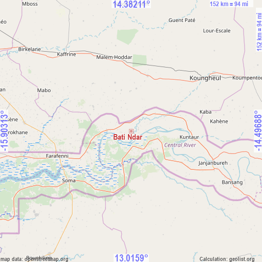 Bati Ndar on map