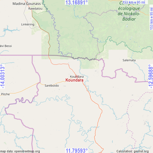 Koundara on map