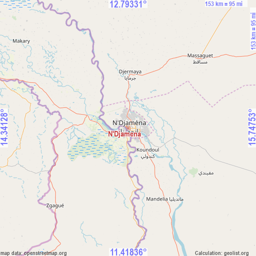 N'Djamena on map